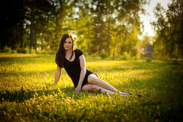 Beautiful young woman walking in the open air