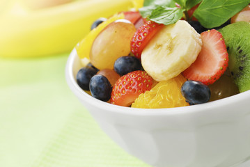 Sweet tasty fruit salad in the bowl