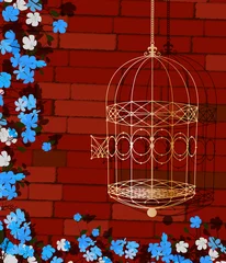 Papier Peint photo Lavable Oiseaux en cages Cage ouverte