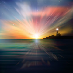 abstract background with silhouette of lighthouse