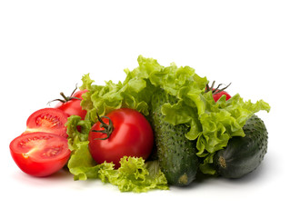 Tomato, cucumber vegetable and lettuce salad
