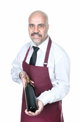 Sommelier Waiter with bottle of red wine