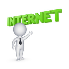 3d small person and word INTERNET.