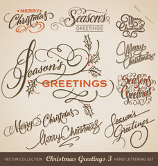 CHRISTMAS GREETINGS hand lettering set (vector)