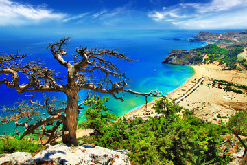 fantastic beaches of Greece, Rhodes island - obrazy, fototapety, plakaty
