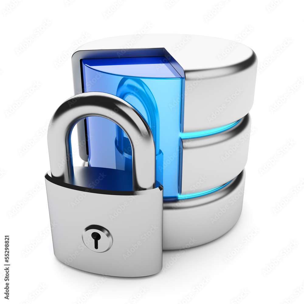 Poster closed access to the data storage. information privacy concept.