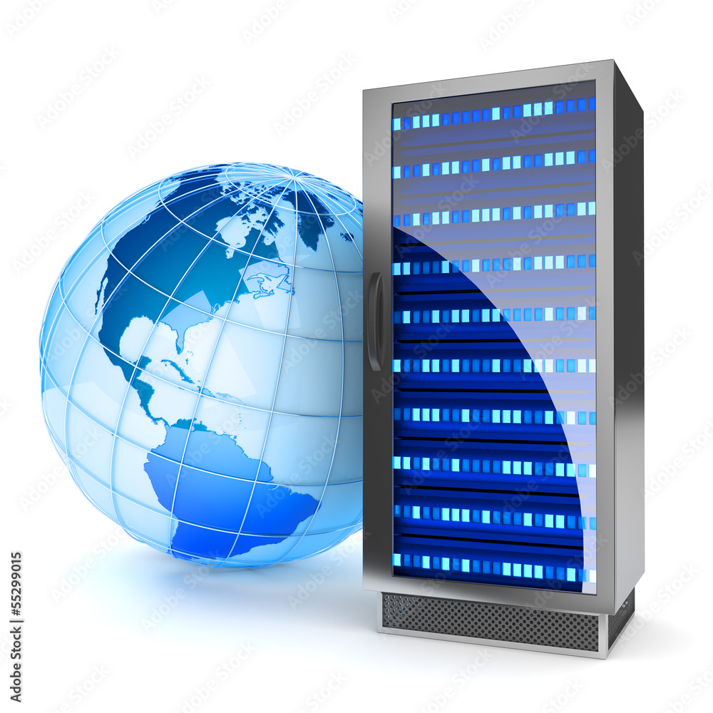 Poster global hosting. internet server concept.