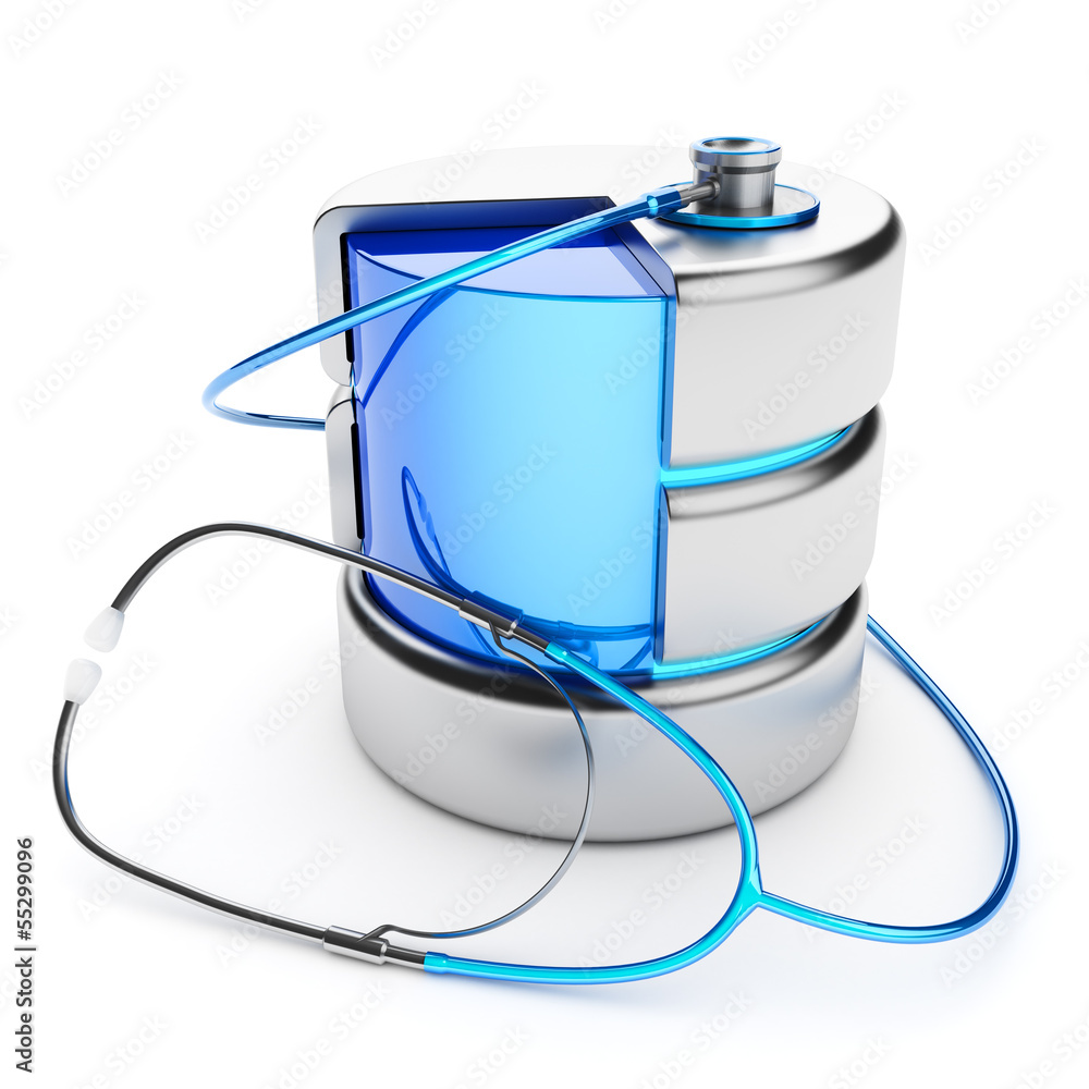 Poster data storage diagnostics. server administration concept.