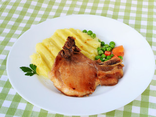 Pork steak with mashed potatoes
