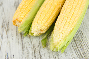 Fresh corn vegetable on wooden table