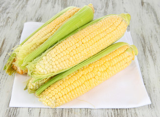 Fresh corn vegetable on wooden table