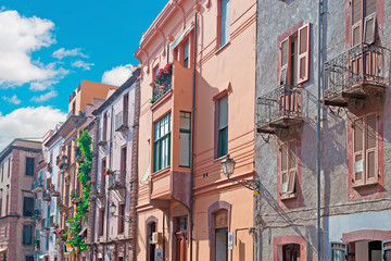 Obraz premium Bosa old town with clouds