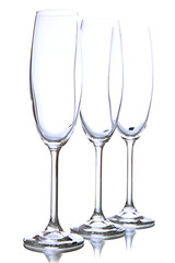 Empty glasses isolated on white