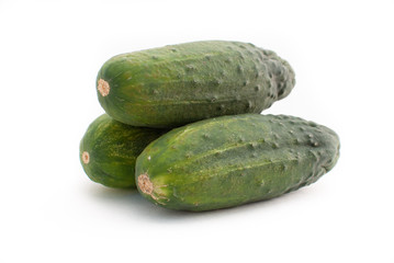Fresh cucumbers on isolated white background