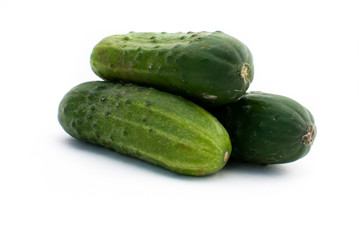 Fresh cucumbers on isolated white background