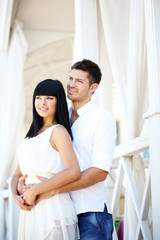 Fototapeta premium Beautiful young romantic couple, outdoors