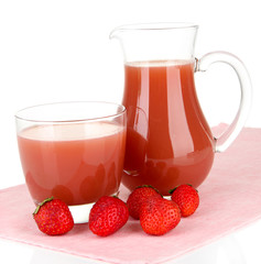 Delicious strawberry juice isolated on white