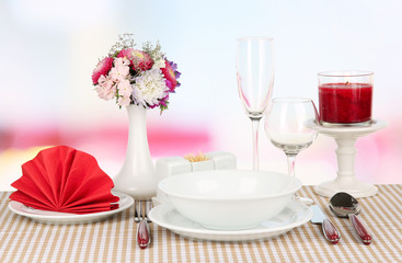 Beautiful table setting for breakfast