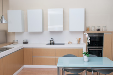 Fototapeta na wymiar modern kitchen in a modern house