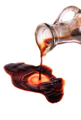 decanter with balsamic vinegar isolated on the white background