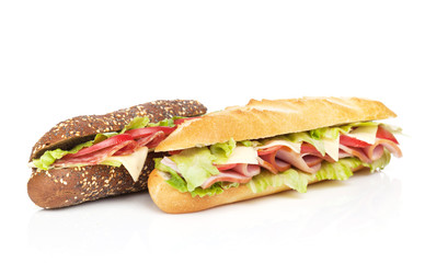 Fresh sandwiches with meat and vegetables