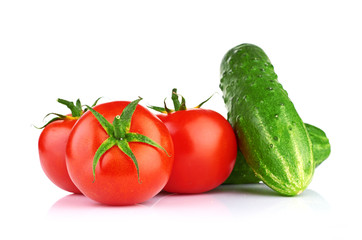 Ripe vegetables isolated on white background