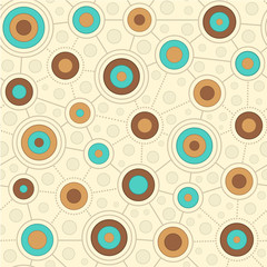 Stoffe zum Nähen Kreisförmige Muster in Retro-Farben blau-braun