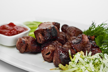 Grilled meat and vegetables