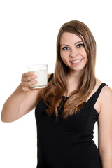 teen girl with glass of milk