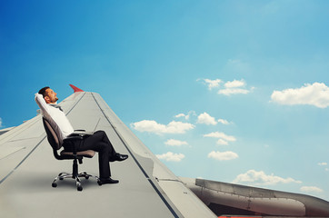 man flying and resting