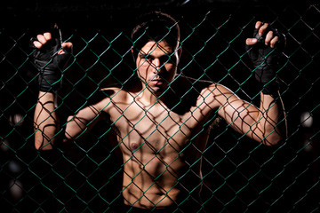 Fearles MMA Fighter ready to fight inside a cage