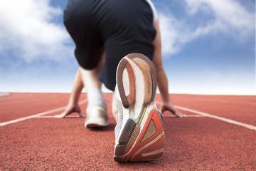 man at the start of the line at the stadium