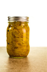 Sliced pepper rings in a jar