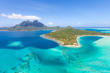 french polynesia from helicopter