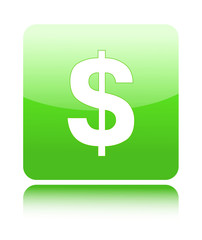Green glossy dollar button