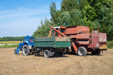 A combine harvest at work