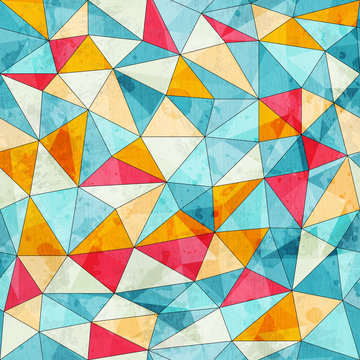 vintage colored triangles seamless pattern with grunge effect