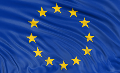 3D flag of the European union (clipping path included)