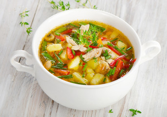 Chicken soup with vegetables