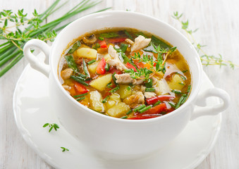 Chicken soup with vegetables