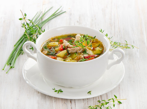 Chicken soup with vegetables