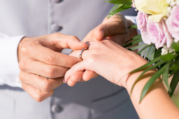 Man Giving Wedding Ring To Her Wife
