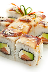 Salmon and Smoked Eel Maki Sushi