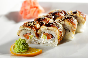 Salmon and Smoked Eel Maki Sushi