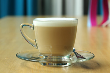 Close up; cup of cappuccino