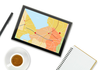 Tablet computer with gps map