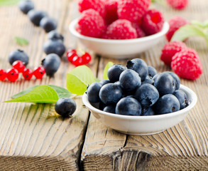 Raspberries and blueberries
