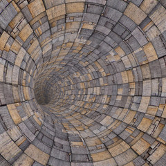 3d wood timber tile techno tunnel pipe
