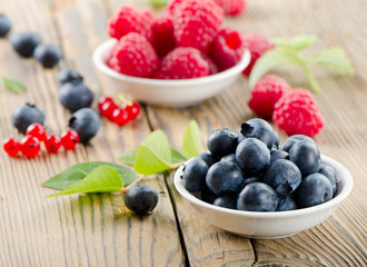 Raspberries and blueberries