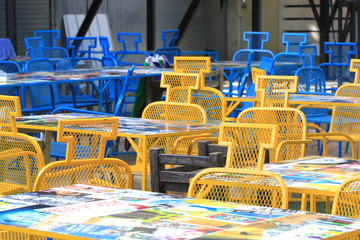 table set in the garden